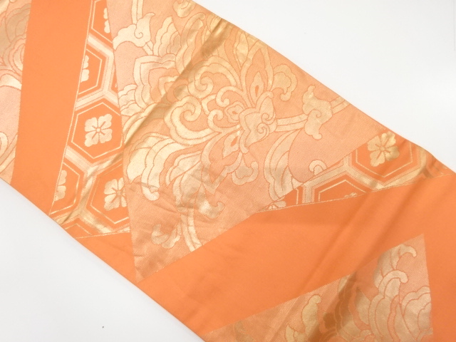 JAPANESE KIMONO / ANTIQUE FUKURO OBI / SILK / WOVEN FLOWER ARABESQUE